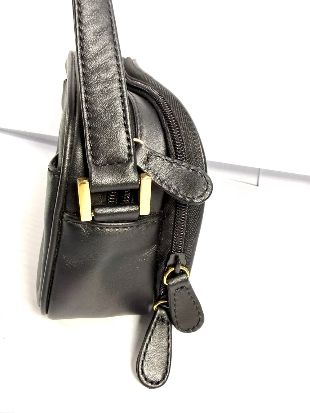 Etienne Aigner Black Crossbody Bag with Gold Hardware